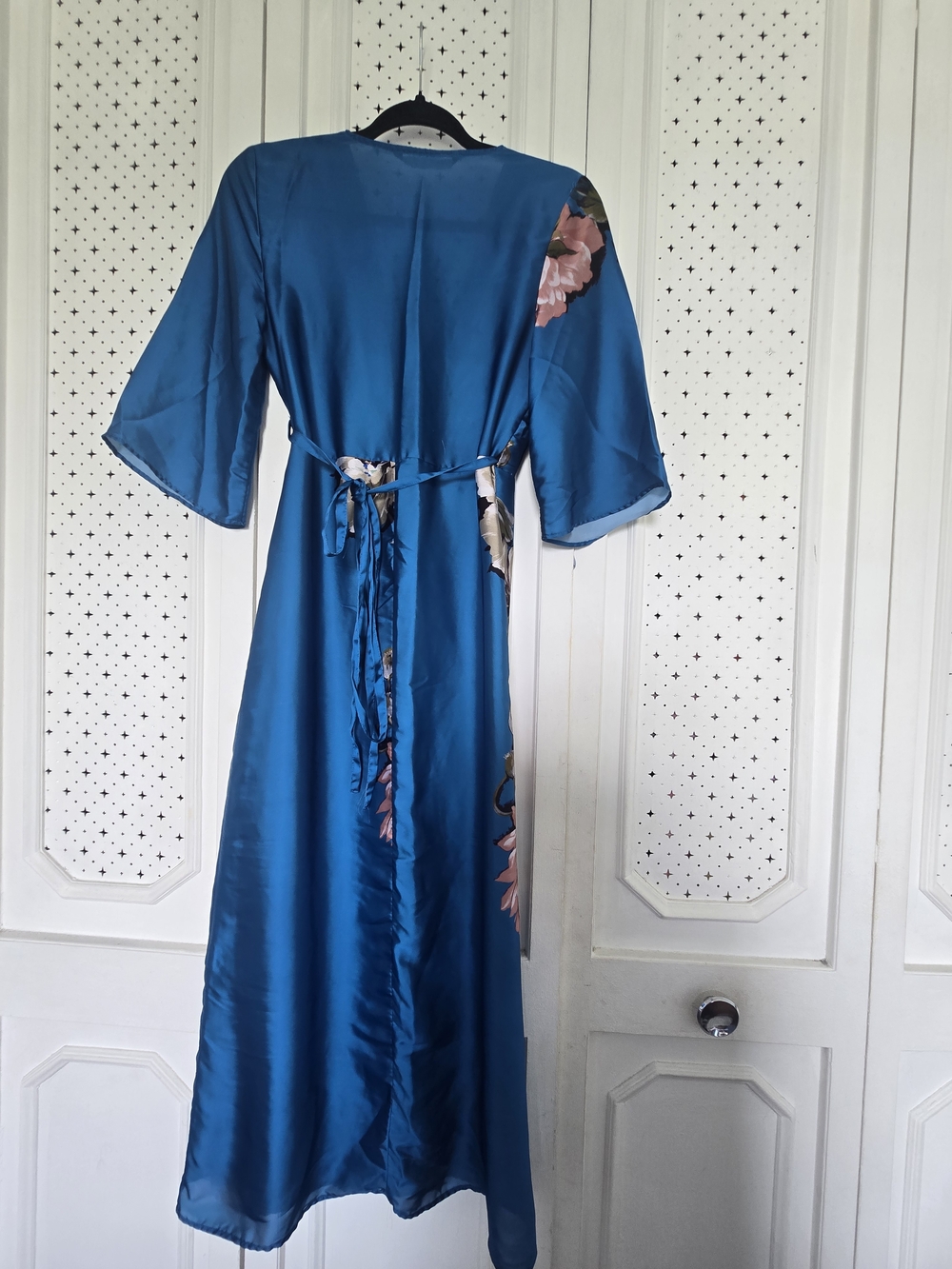 Zara Teal Blue Floral Wrap Midi Dress - Picture 2 of 2